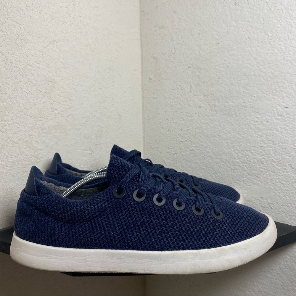 allbirds Men's Navy Knit Sneakers with White Soles